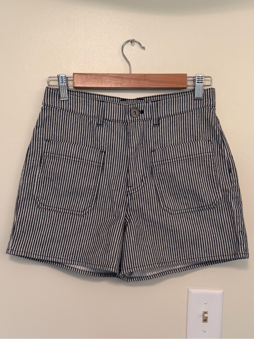 Vans Black and White High Waisted Striped Women's Shorts